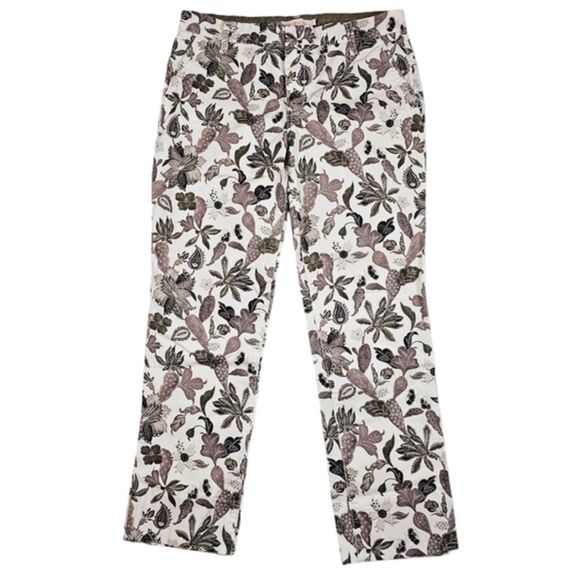 Tory Burch Women's Floral Leaf Printed Trousers Size 27 - Picture 1 of 8